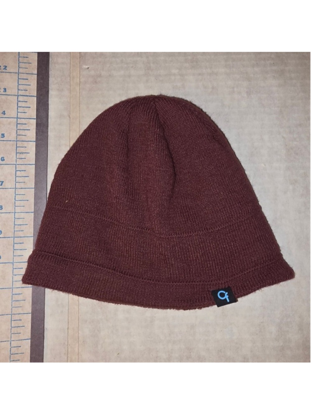 Cf Logo Maroon Fleece Lined Knit Beanie OSFM